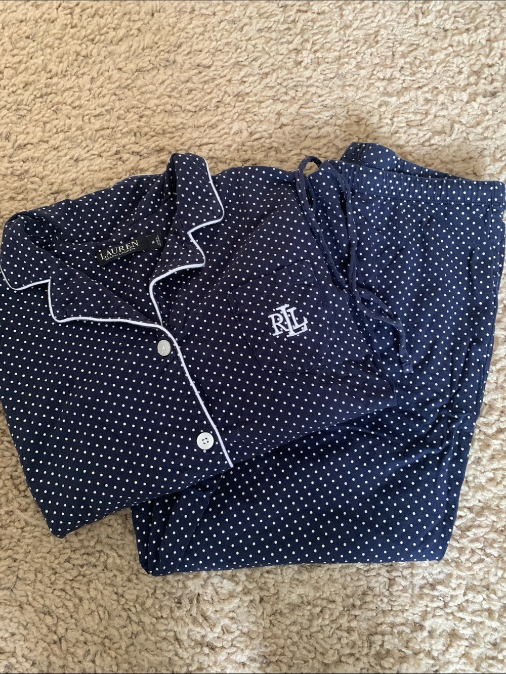 Ralph Lauren Navy Polka Dot Pajama Set - Picture 3 of 7
